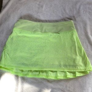 Neon green polka dot Lululemon skirt